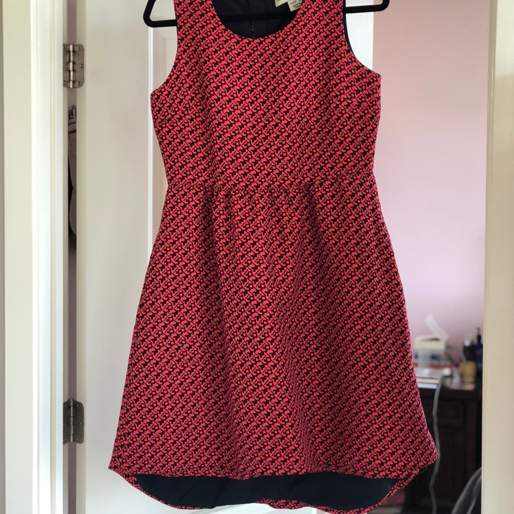 High-low navy/red sleeveless dress